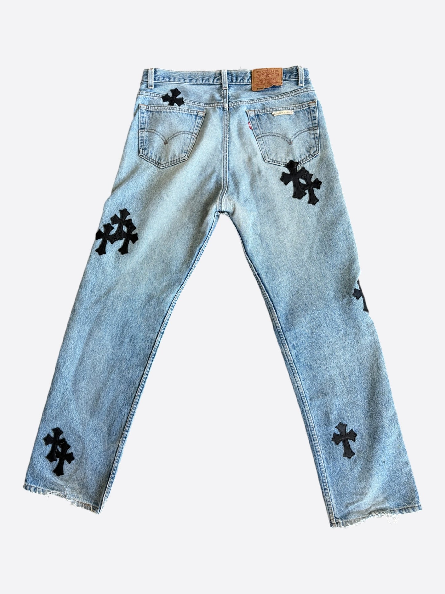 Chrome Hearts Levis Blue & Black Cross Patch Jeans