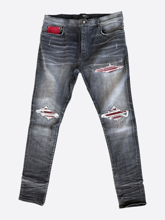 Amiri Rain Grey & Red Patch MX1 Jeans