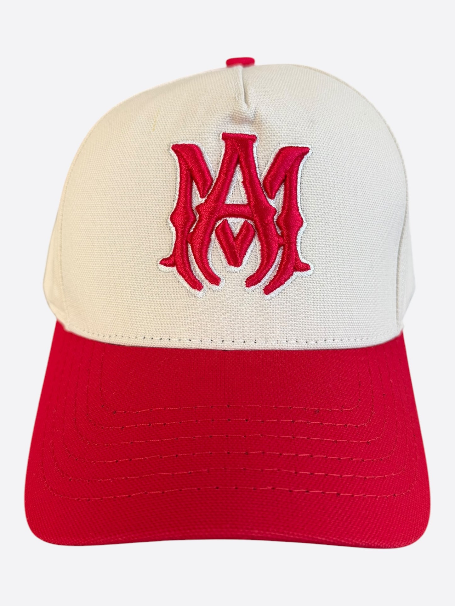 Amiri White & Red MA Logo Trucker Hat