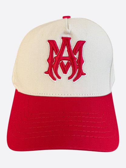 Amiri White & Red MA Logo Trucker Hat