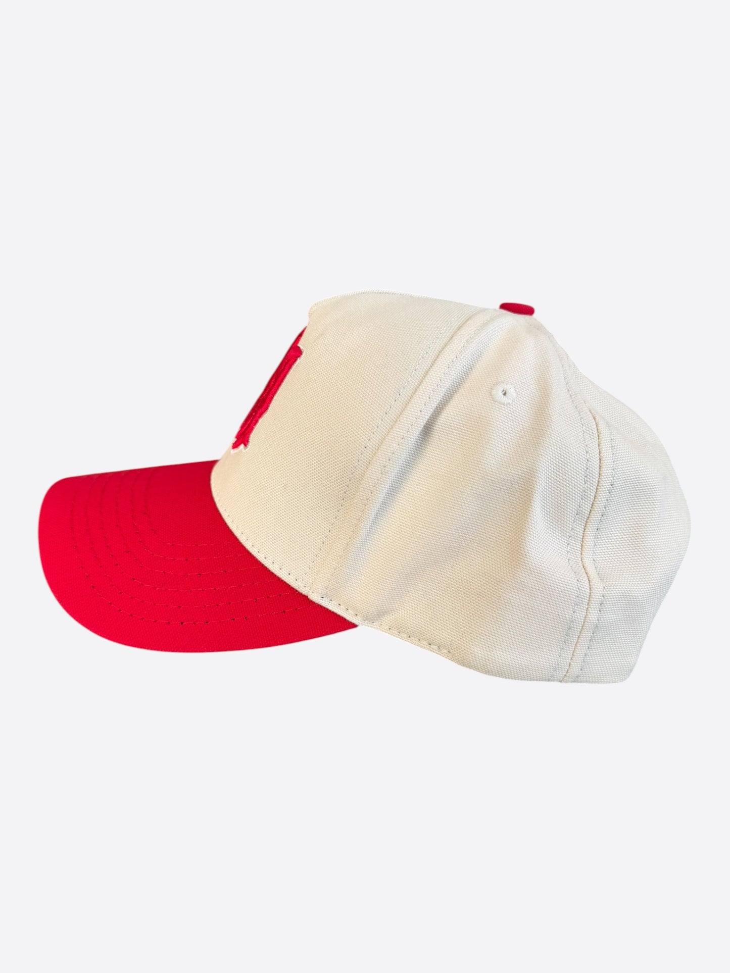 Amiri White & Red MA Logo Trucker Hat