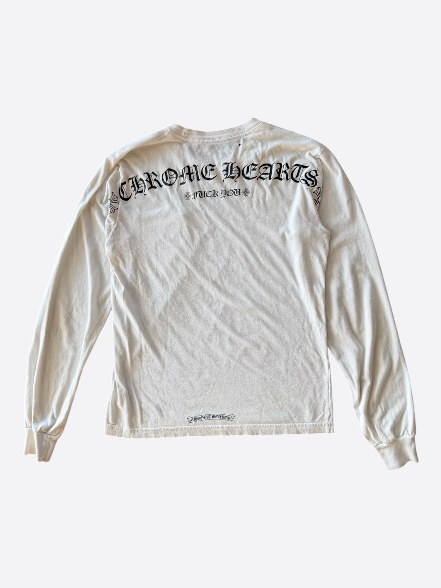 Chrome Hearts White & Black Scroll Logo Longsleeve T-Shirt