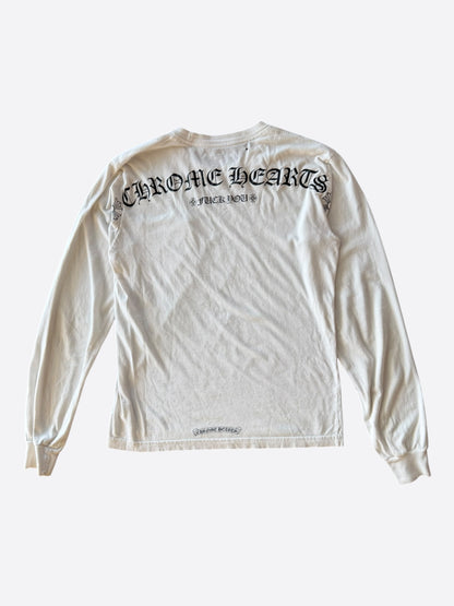 Chrome Hearts White & Black Scroll Logo Longsleeve T-Shirt