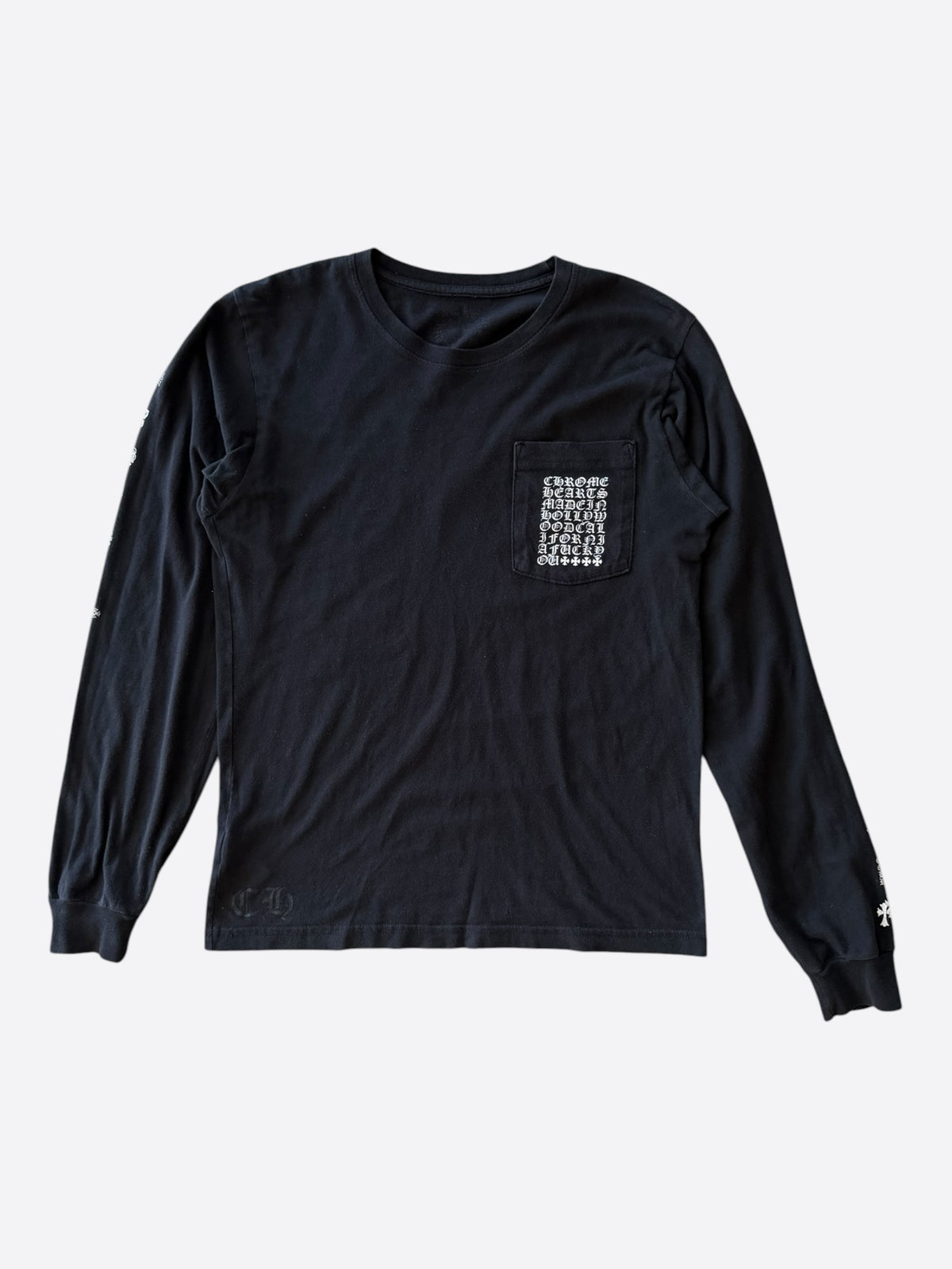 Chrome Hearts Black & White Eyechart Logo Longsleeve T-Shirt