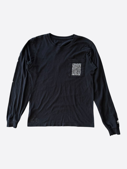 Chrome Hearts Black & White Eyechart Logo Longsleeve T-Shirt