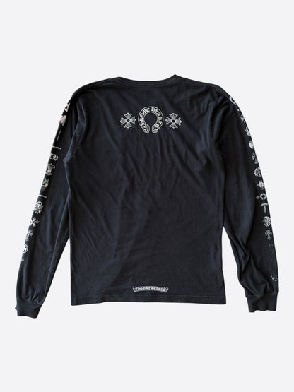 Chrome Hearts Black & White Eyechart Logo Longsleeve T-Shirt