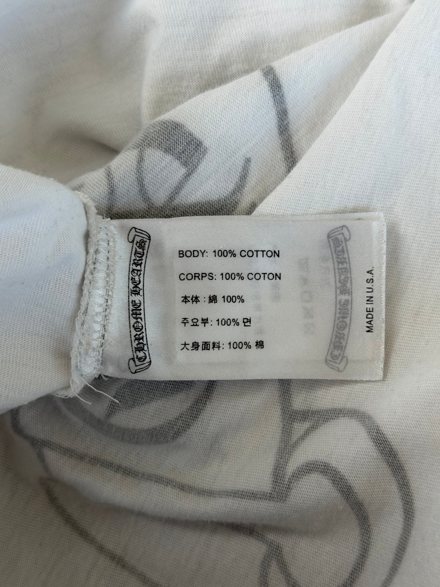 Chrome Hearts White & Black Horseshoe Logo Longsleeve T-Shirt