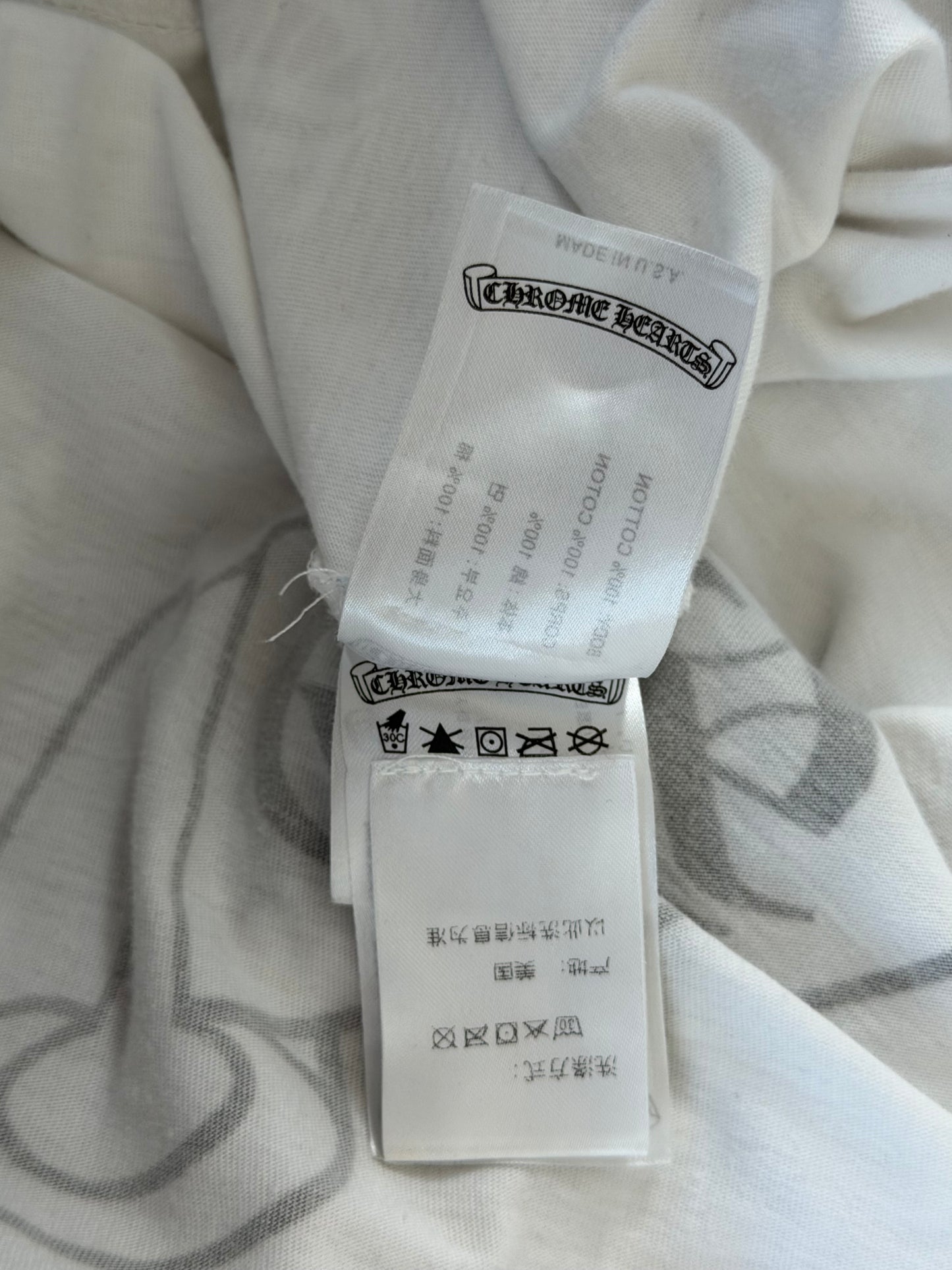 Chrome Hearts White & Black Horseshoe Logo Longsleeve T-Shirt