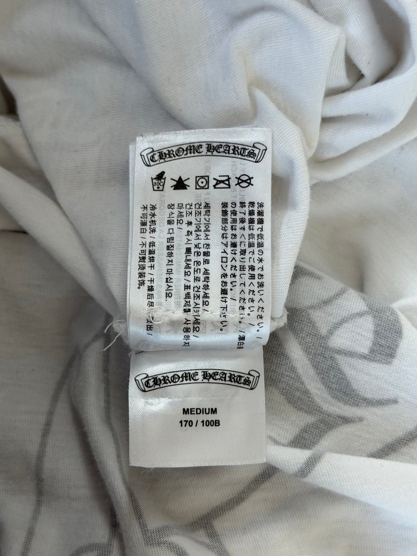 Chrome Hearts White & Black Horseshoe Logo Longsleeve T-Shirt