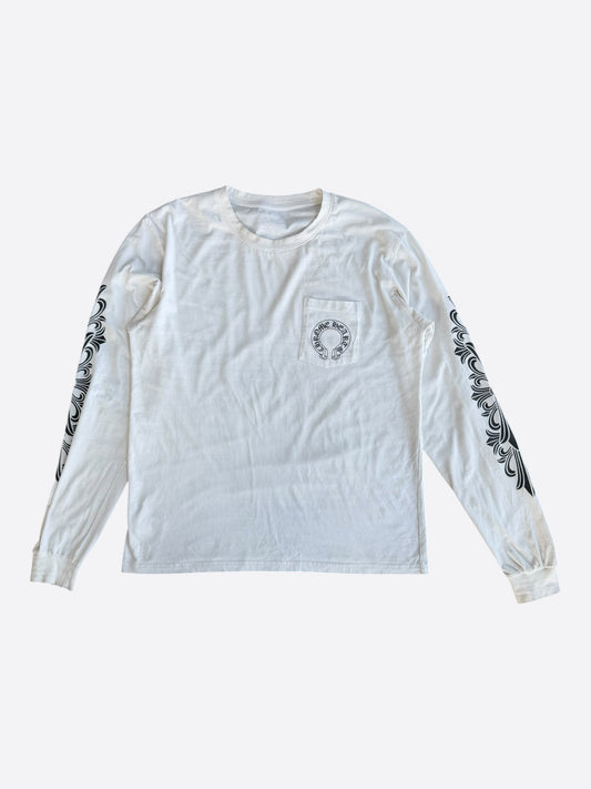 Chrome Hearts White & Black Horseshoe Logo Longsleeve T-Shirt