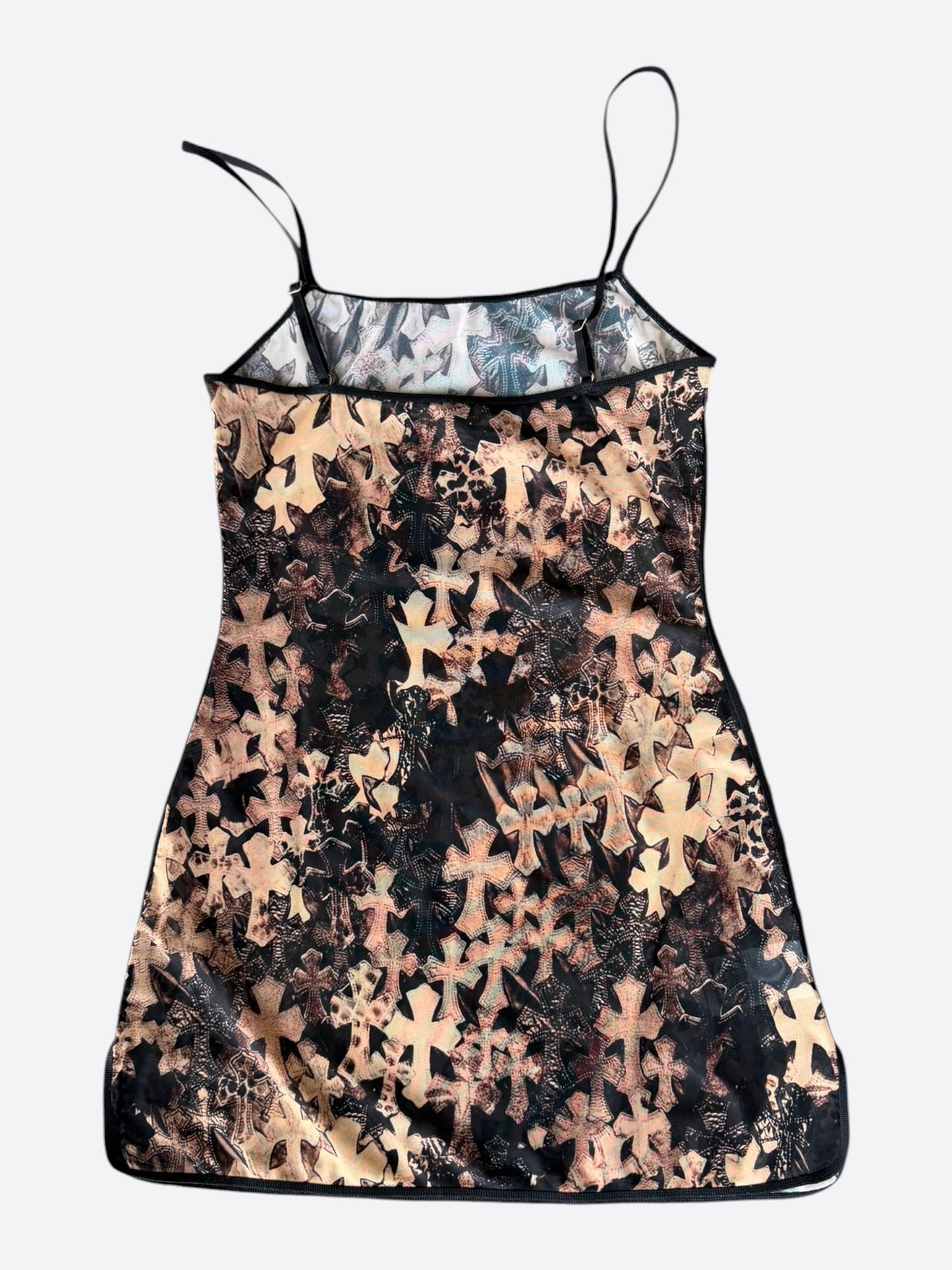 Chrome Hearts Brown All Over Cross Print Mesh Top