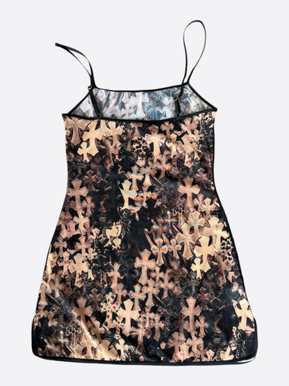 Chrome Hearts Brown All Over Cross Print Mesh Top