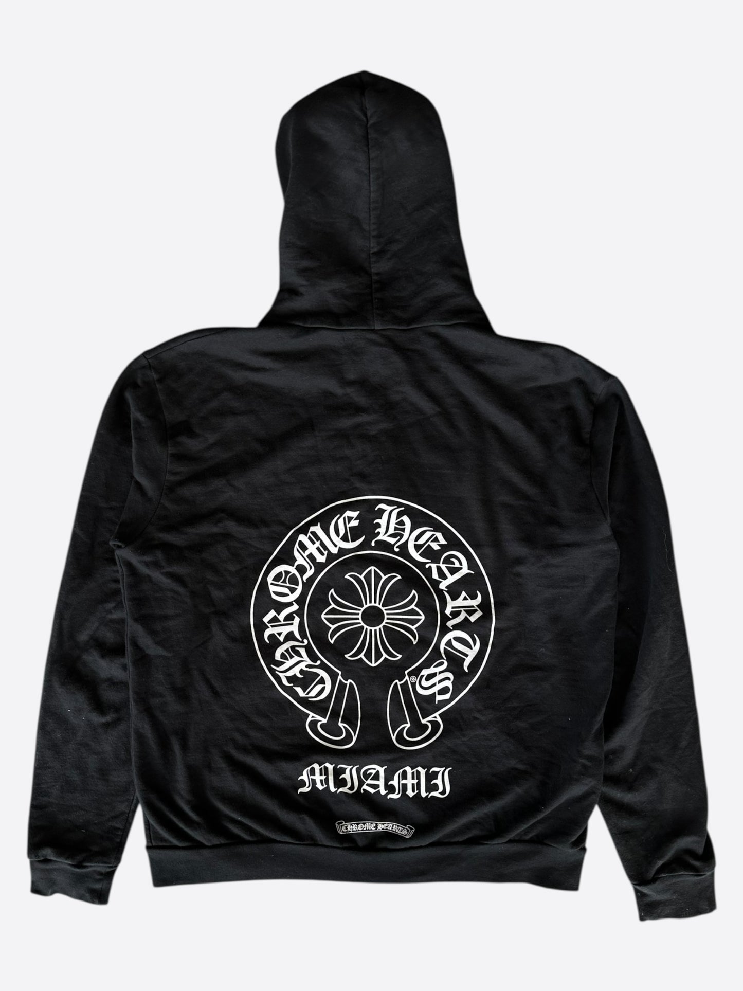 Chrome Hearts Black & White Miami Horseshoe Logo Zip Up Hoodie