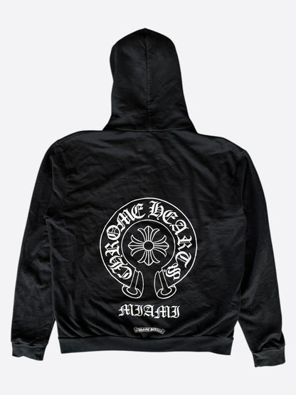 Chrome Hearts Black & White Miami Horseshoe Logo Zip Up Hoodie