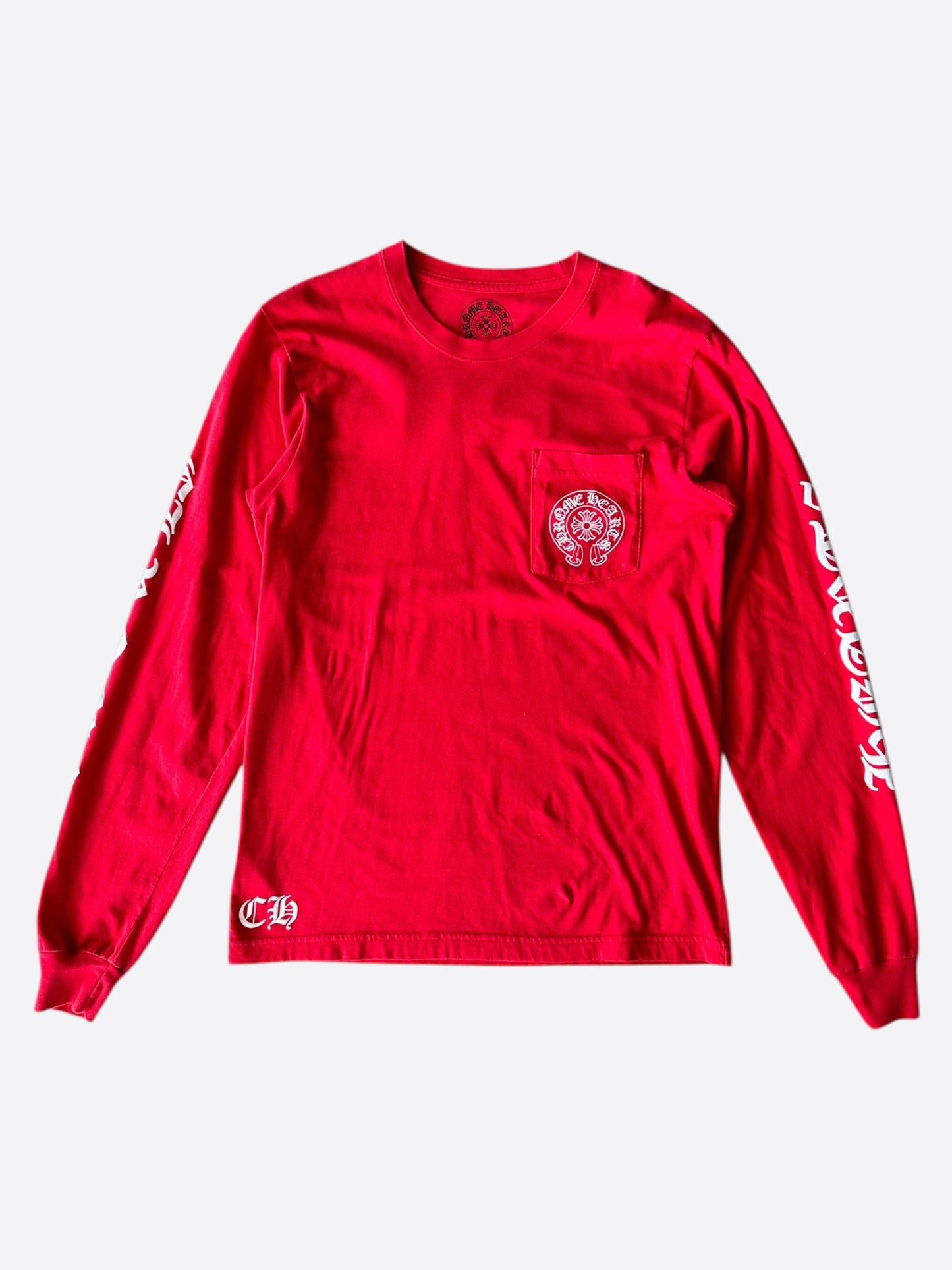 Chrome Hearts Red Scroll Logo Longsleeve T-Shirt