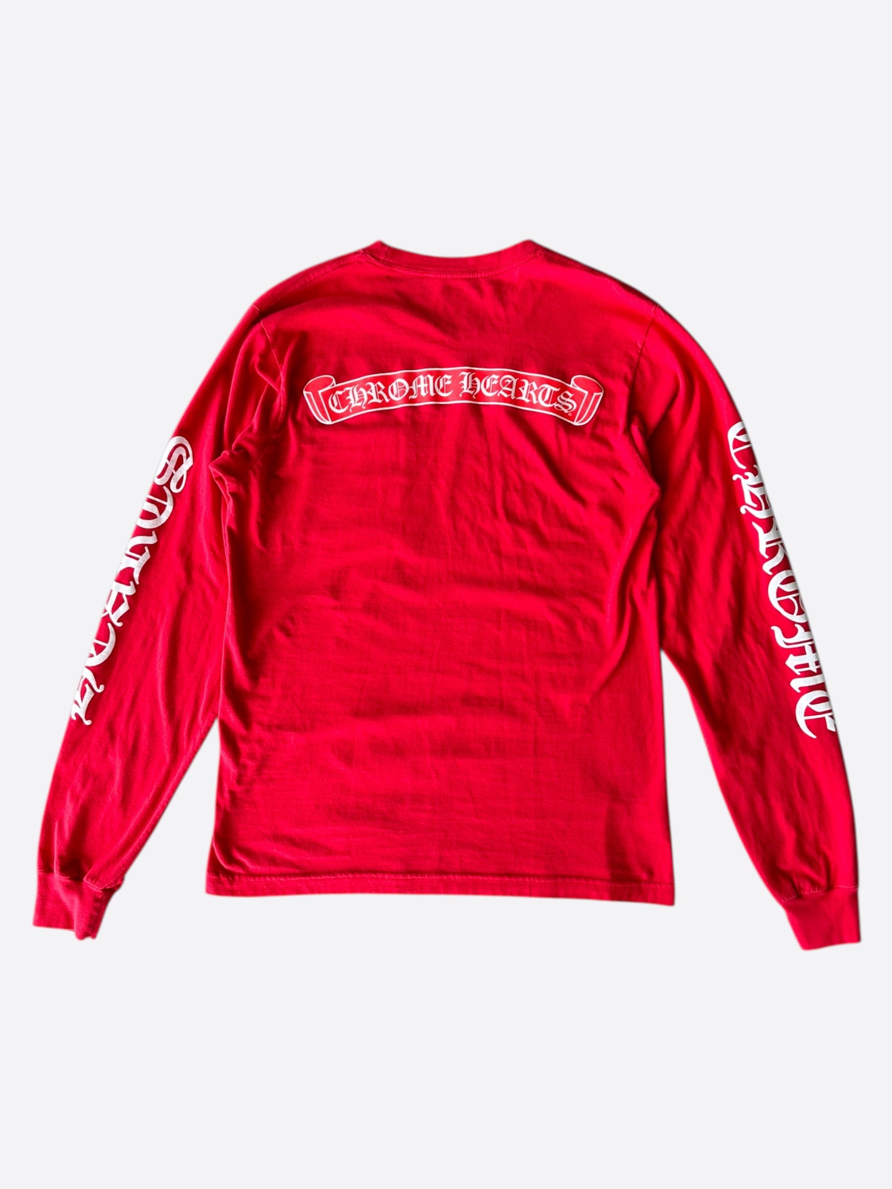 【Chrome Hearts】 Scroll Logo LS T-Shirt / 追跡付 Chrome Hearts Red Scroll Logo Longsleeve T-Shirt – Savonches