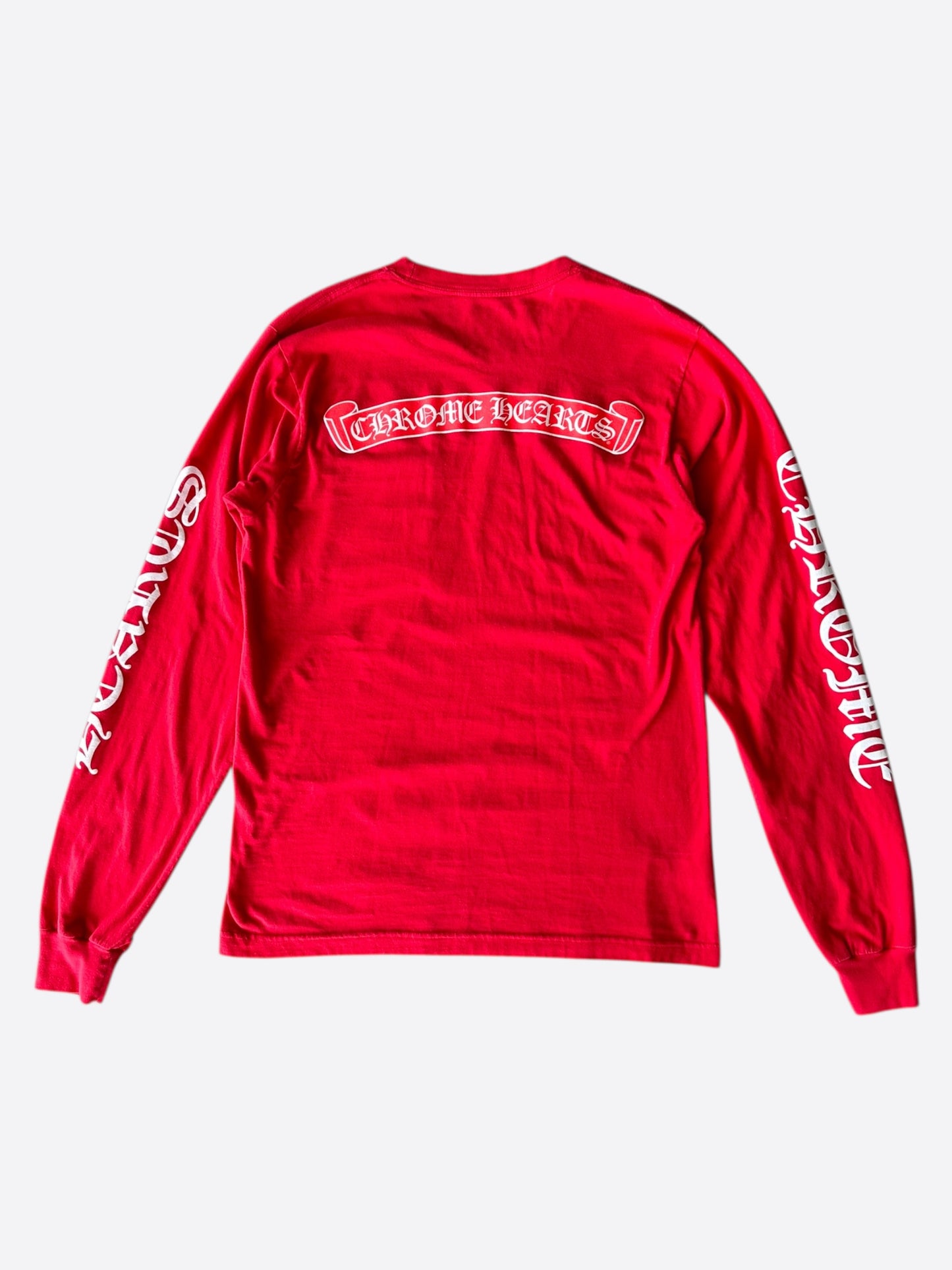Chrome Hearts Red Scroll Logo Longsleeve T-Shirt