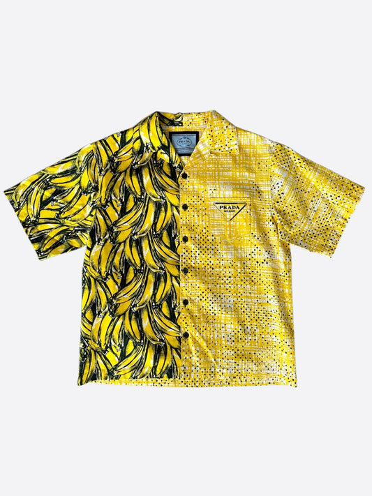 Prada Yellow Banana Split Button Up Shirt