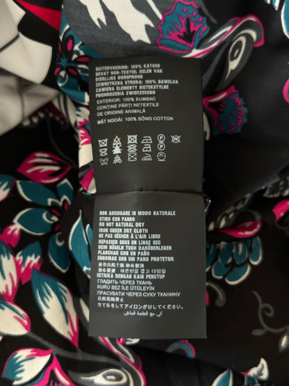Prada Black Floral Split Button Up Shirt