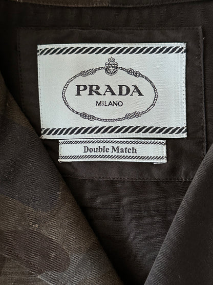 Prada Black Camouflage Split Button Up Shirt