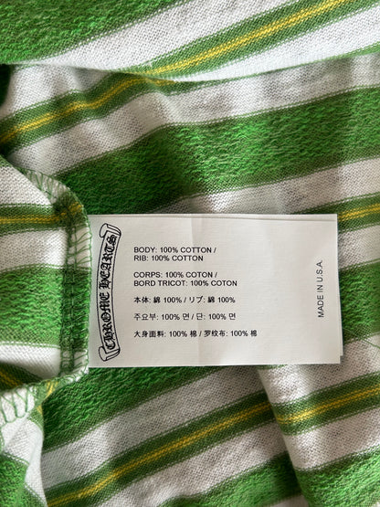Chrome Hearts Green & White Striped Polo Longsleeve T-Shirt