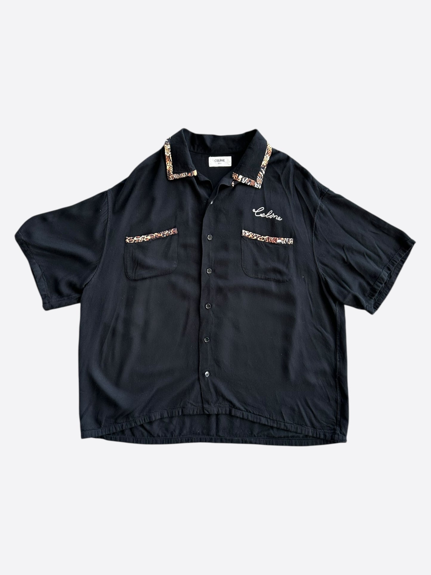 Celine Black & White Logo Bowling Shirt