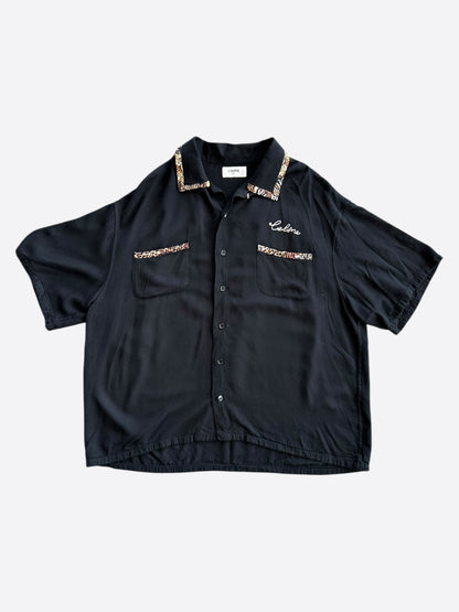 Celine Black & White Logo Bowling Shirt