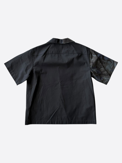Prada Black Camouflage Split Button Up Shirt