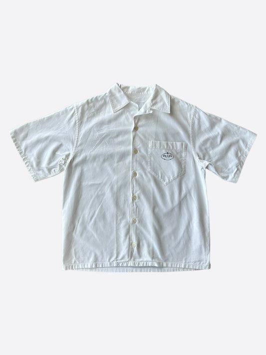 Prada White & Black Logo Button Up Shirt