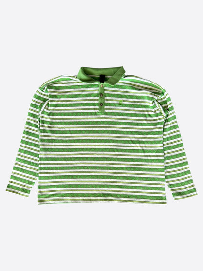 Chrome Hearts Green & White Striped Polo Longsleeve T-Shirt