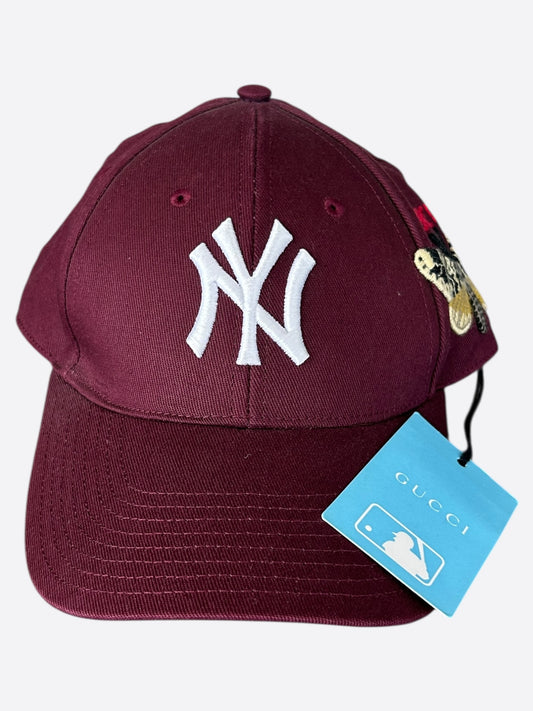 Gucci MLB Burgundy & White NY Yankees Hat