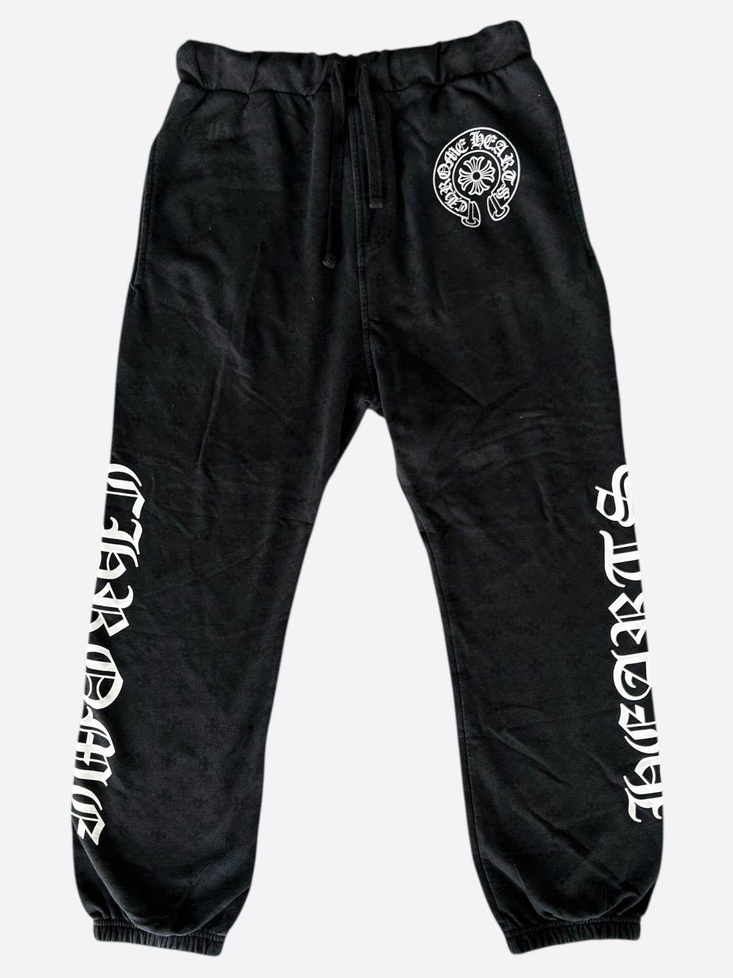Chrome Hearts Black & White Horseshoe Logo Cross Jacquard Sweatpants