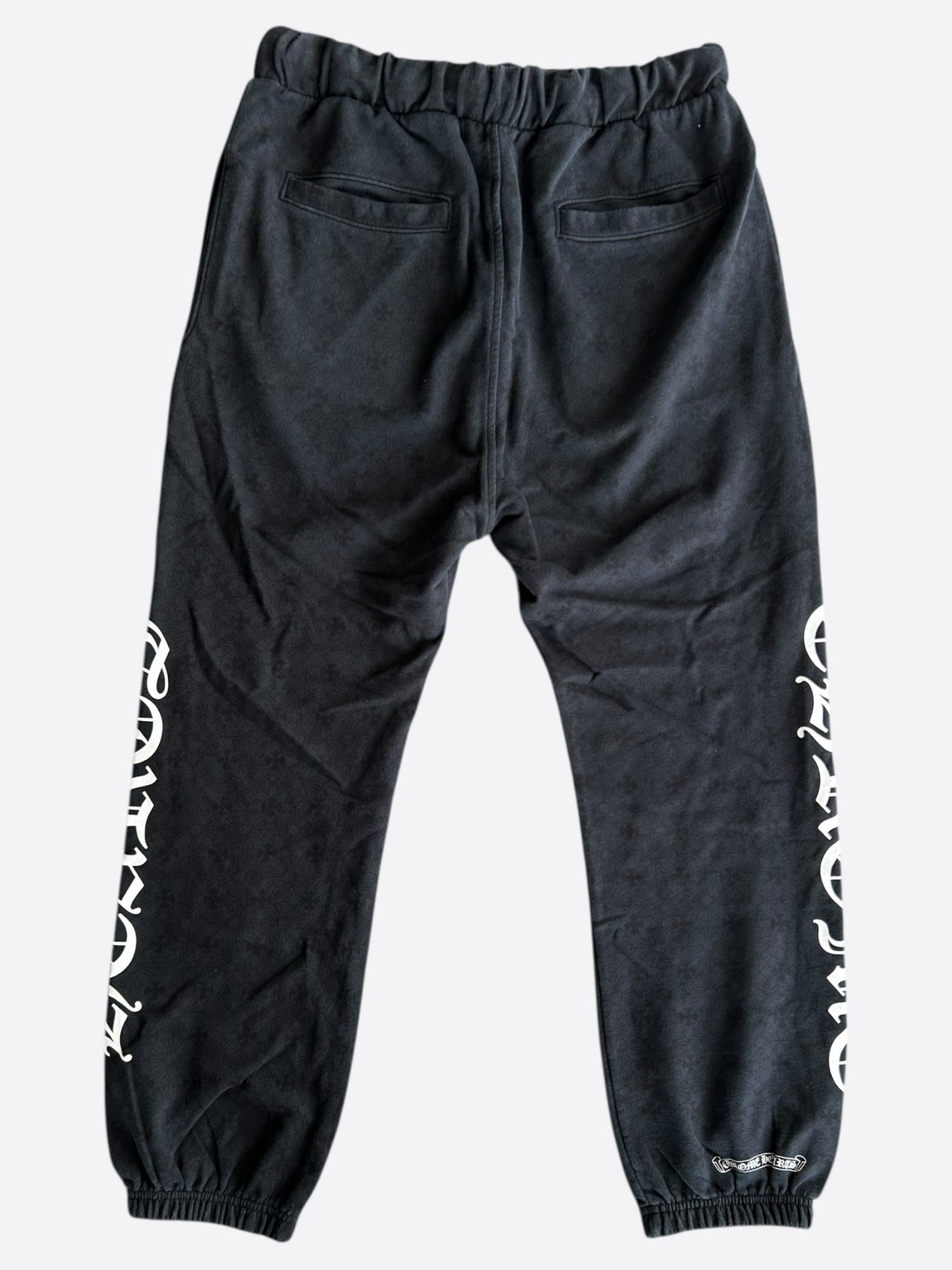 Chrome Hearts Black & White Horseshoe Logo Cross Jacquard Sweatpants