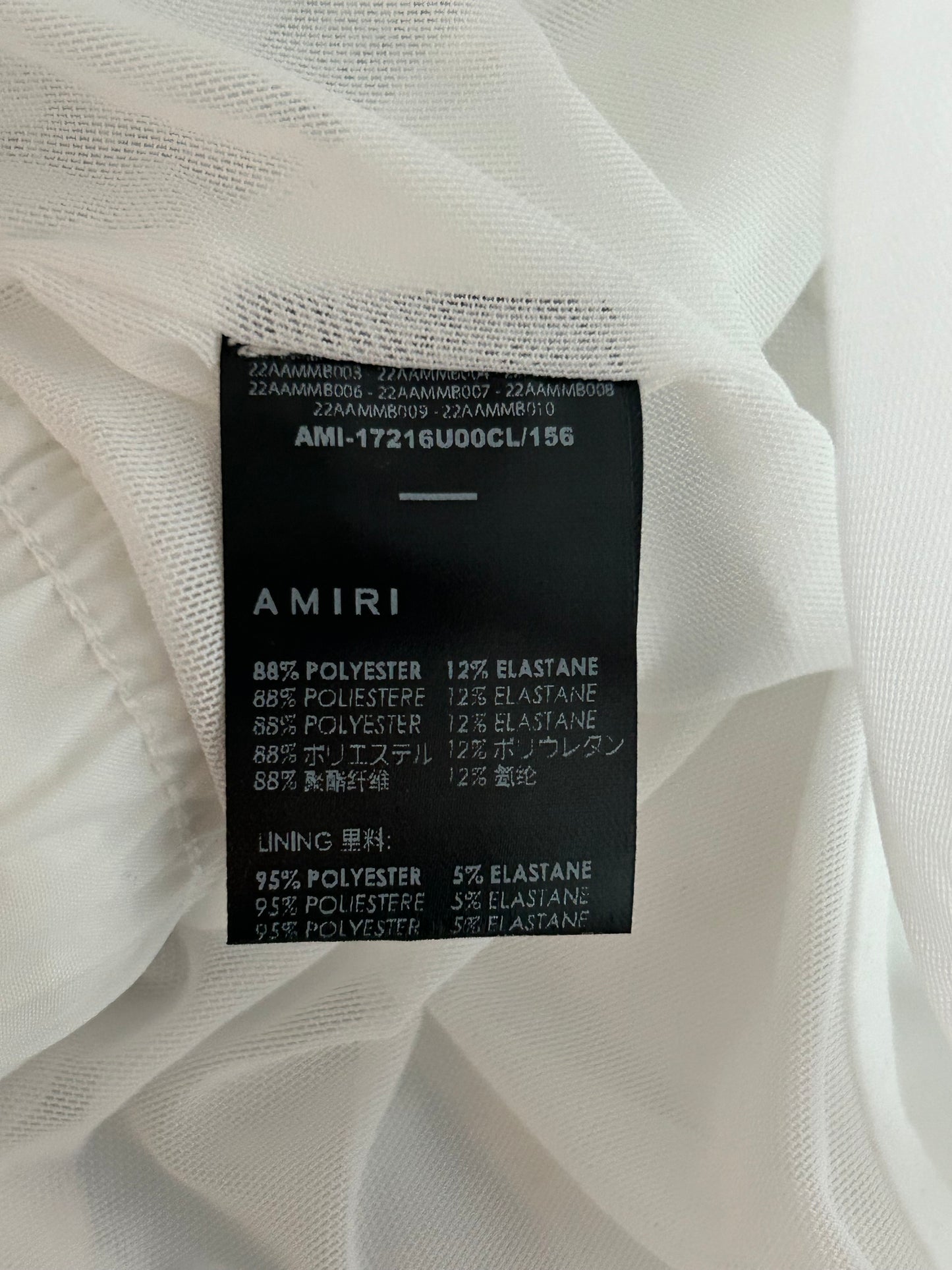 Amiri White & Green MA Bar Logo Swimshorts