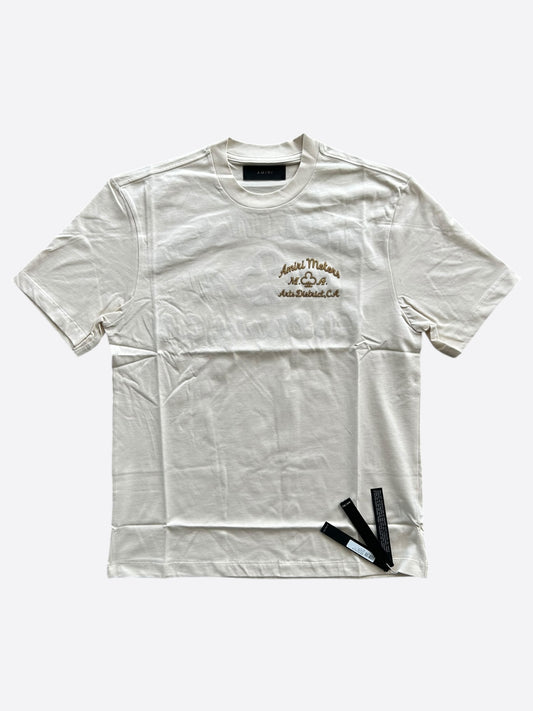 Amiri White & Gold Motors Embroidered T-Shirt