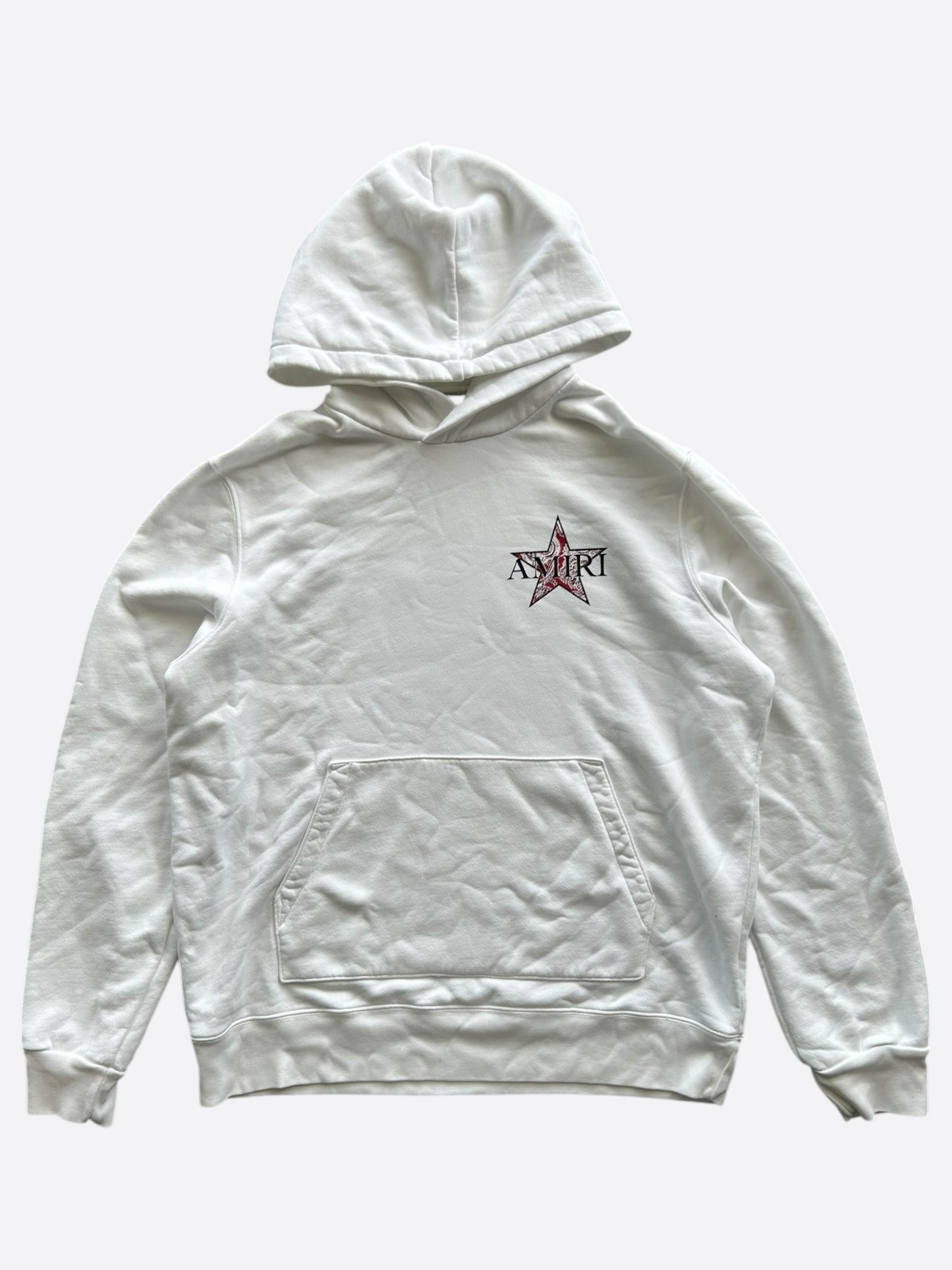 Amiri White & Red Paisley Star Logo Hoodie