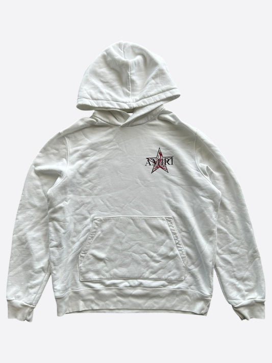 Amiri White & Red Paisley Star Logo Hoodie