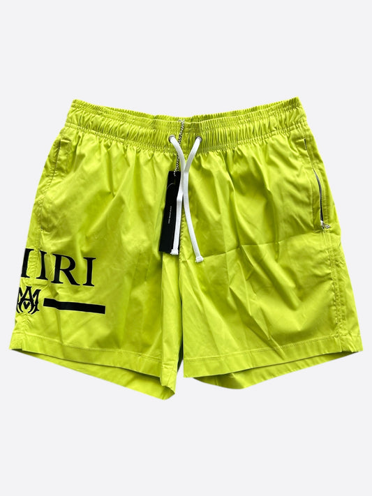 Amiri Yellow & Black MA Bar Logo Swimshorts