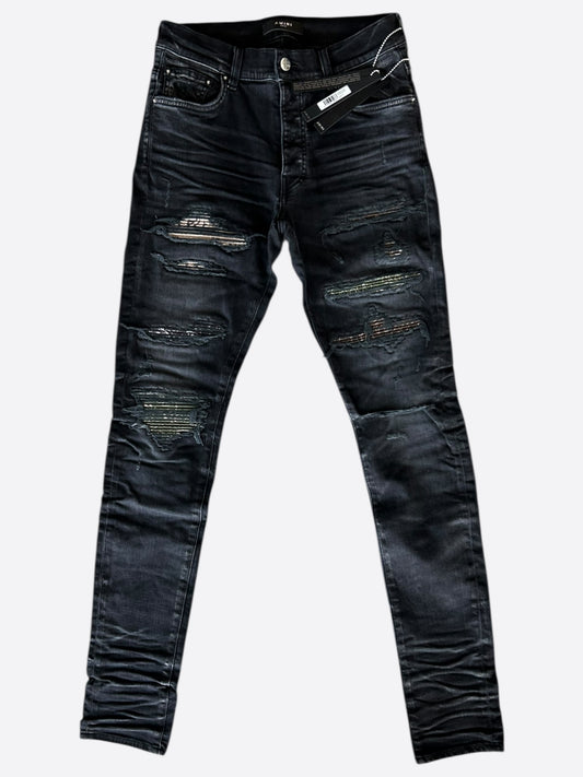 Amiri Faded Black Camouflage Bandana Patch Thrasher Jeans