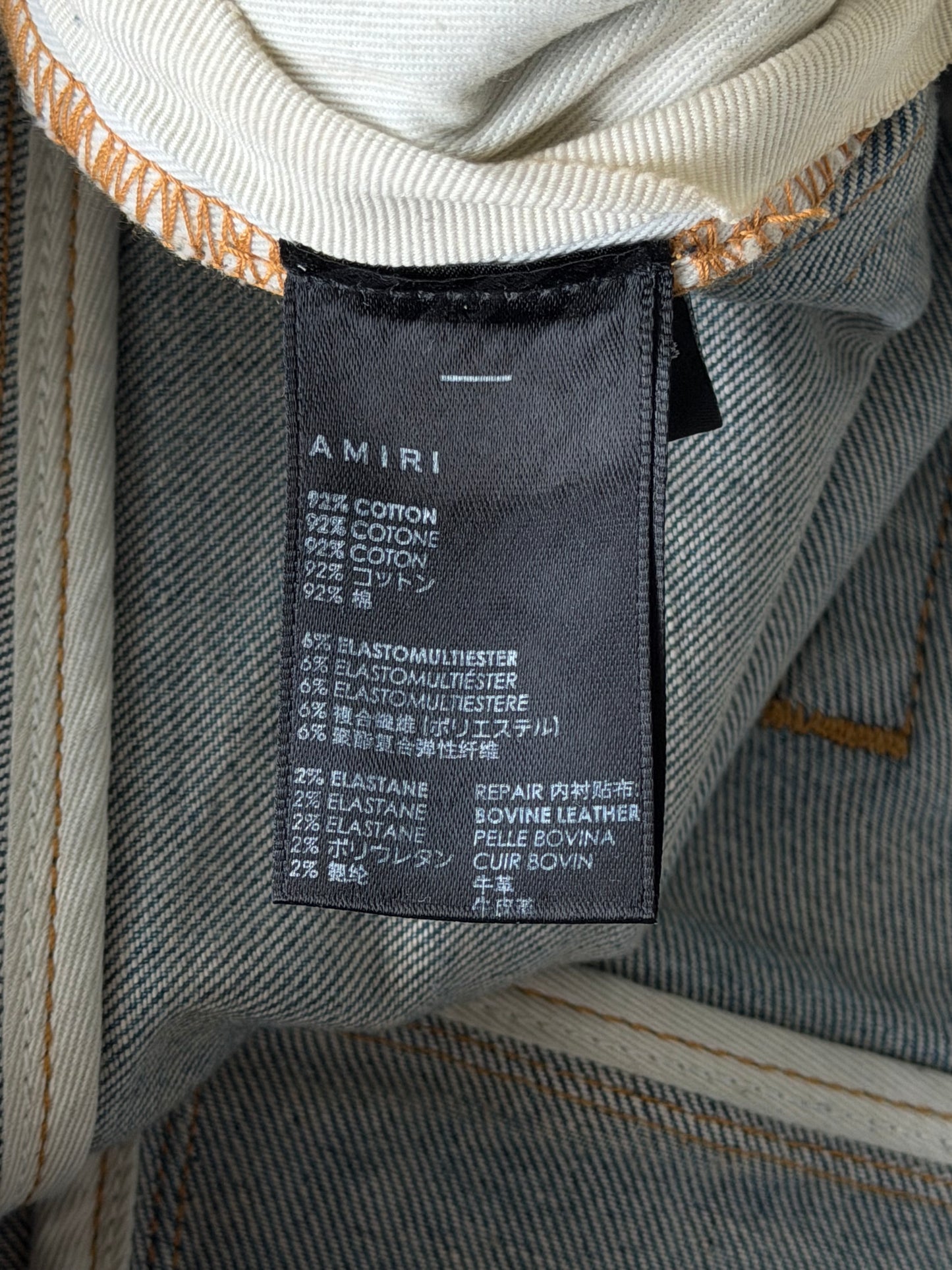 Amiri Clay Indigo & Tiger Patch Thrasher Jeans