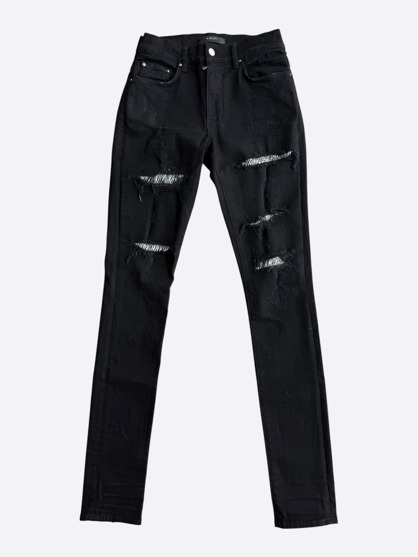 Amiri Black & Zebra Cyrstal Patch Jeans
