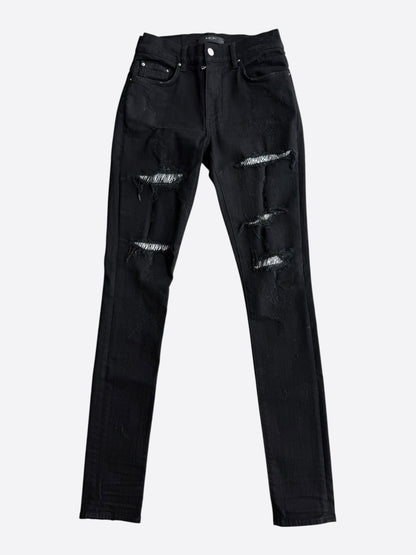 Amiri Black & Zebra Cyrstal Patch Jeans
