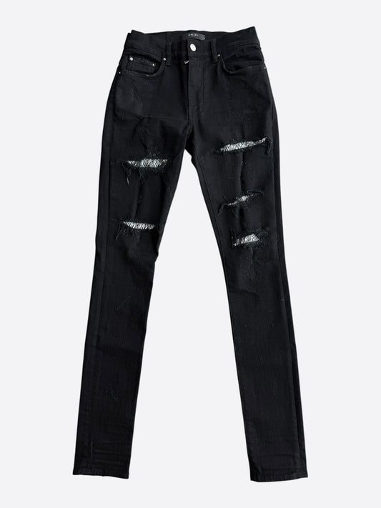 Amiri Black & Zebra Cyrstal Patch Jeans