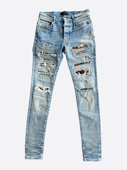 Amiri Clay Indigo & Tiger Patch Thrasher Jeans