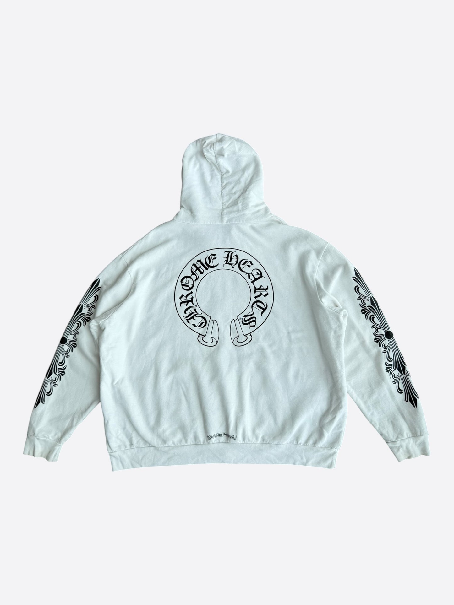 Chrome Hearts White & Black Horseshoe Logo Zip Up Hoodie