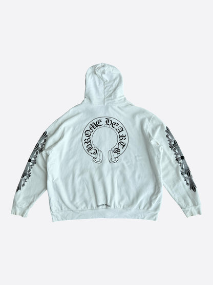 Chrome Hearts White & Black Horseshoe Logo Zip Up Hoodie