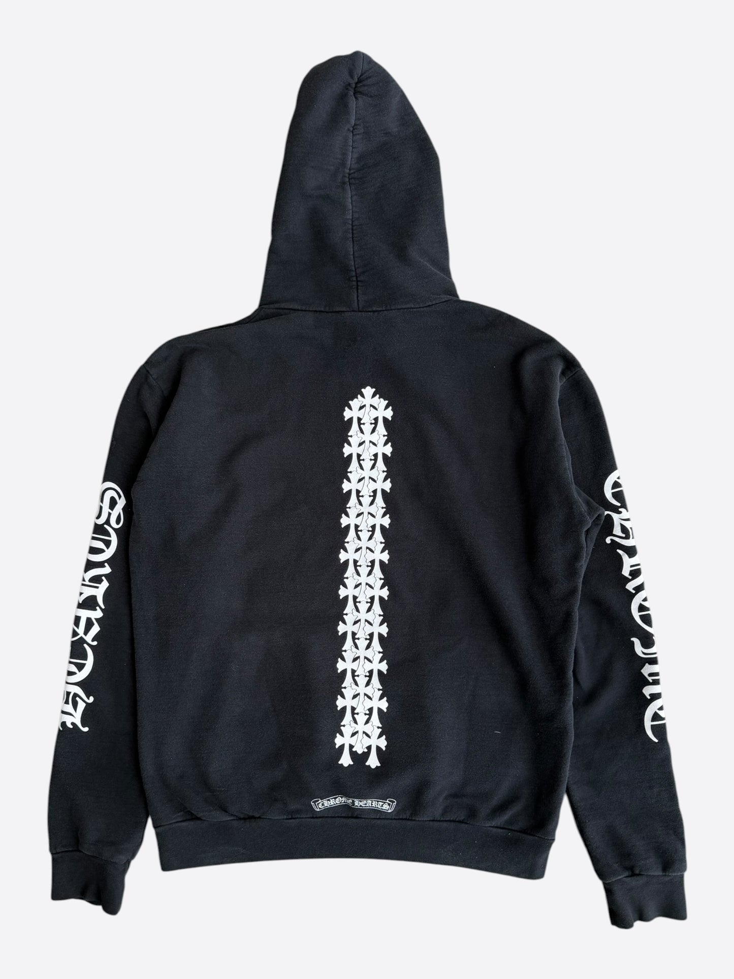 Chrome Hearts Black & White Cemetery Cross Logo Hoodie