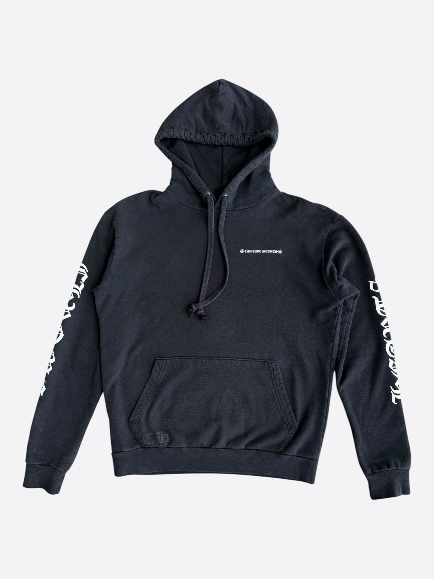 Chrome Hearts Black & White Cemetery Cross Logo Hoodie