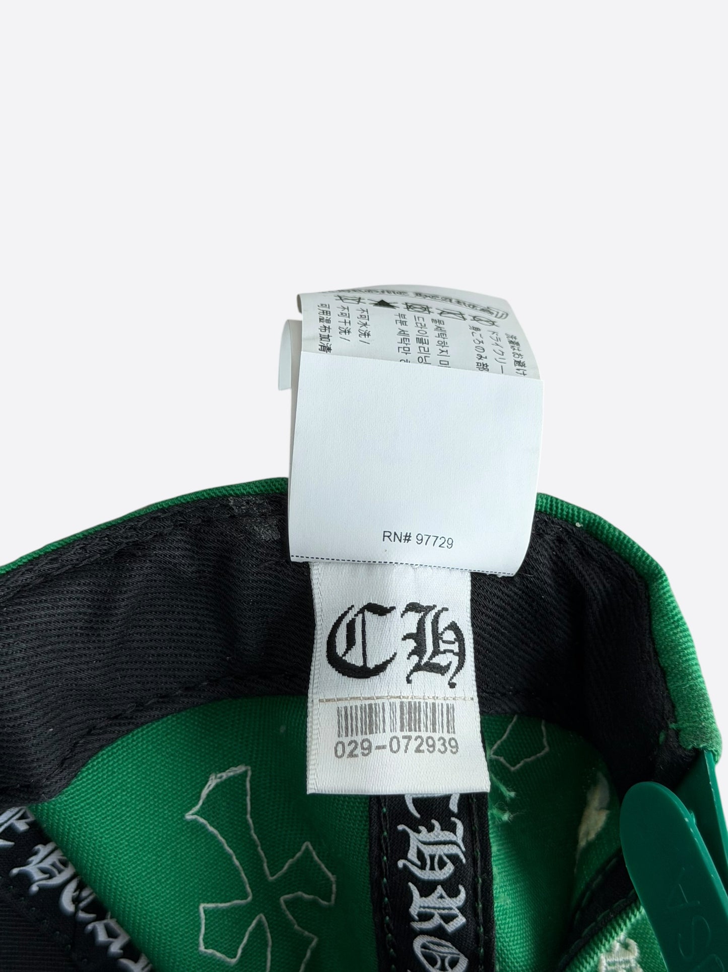 Chrome Hearts Green & White Cross Patch Hat