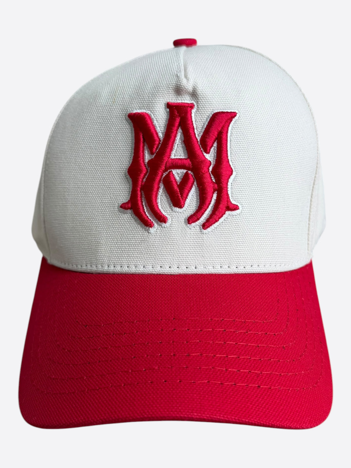 Amiri White & Red MA Logo Trucker Hat